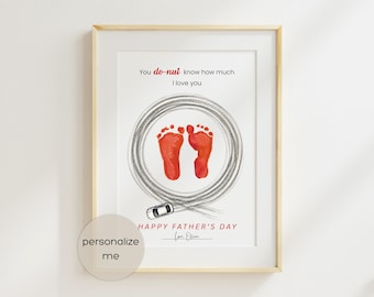 DIY Father's Day Gift for Car Enthusiast Dad | Racecar Handprint Footprint Art for babies, infants, toddlers and kids | editable w Canva