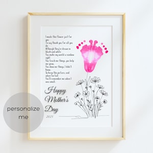 Muttertags-Fußabdruck-Kunsthandwerk mit Gedicht | Muttertagsgeschenk vom Baby | Footprint Art Craft für Babys, Kleinkinder, Kinder