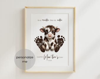 Highland Cow Mothers Day Craft for babies, infants and toddlers | Baby Cow Printable | DIY Mother's Day Gift from baby