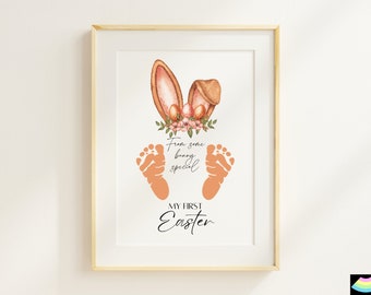 Easter Gift Footprint Art, Babys First Easter Footprint Craft Keepsake, Printable Easter Bunny Arts and Craft Keepsake Gift for kids