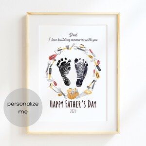 Construire des souvenirs ensemble pour la fête des pères, cadeau souvenir imprimable empreinte de pas de bébé Arts et artisanat pour papa par des enfants