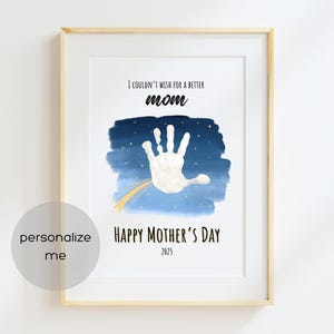 Non potrei desiderare una mamma migliore. Impronta della mano per la festa della mamma. Regalo fai da te per la mamma.