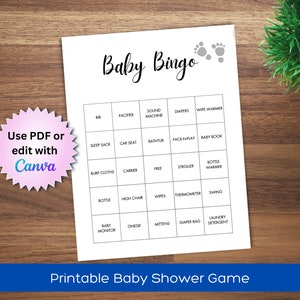 75 Vorgefüllte Baby Bingo Spielkarten für Baby Shower oder Gender Reveal, einzigartige Baby Shower Bingo Boards und Visitenkarten