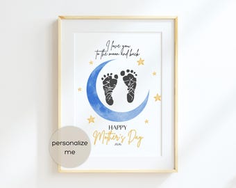 Printable Mother's Day Craft Gift for new mom | Moon and Stars Handprint Art for toddlers | Canva template