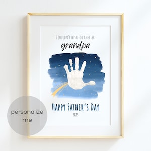No podría desear una mejor tarjeta con huella de mano para el Día del Padre, regalo de manualidades y manualidades para el abuelo de los niños, regalo del Día del Padre para el abuelo.