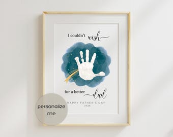 DIY Fathers Day Handprint Gift from Kids | Printable Handprint Keepsake | editable with Canva Template