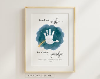 Grandpa Handprint Art - Grandparents Day Gift, DIY Keepsake (PDF Download, Canva Template Available)