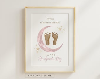 Grandparents Day Handprint Footprint Craft Keepsake Gift for Grandma, DIY craft gift from granddaughter