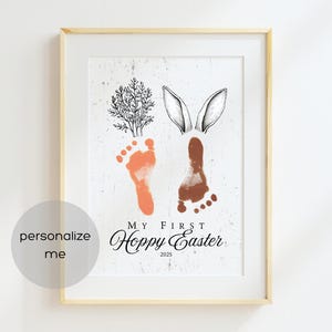 Printable Easter Bunny Footprint Art | My First 1st Easter Arts and Craft Baby Keepsake gift | Footprint Craft for babies, infants, and kids