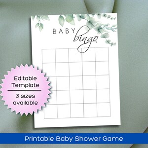Schede Bingo vuote a tema verde per baby shower / Schede Bingo vuote per baby shower o rivelazione del sesso del bambino