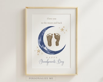 Grandparents Day DIY gift for Grandpa, Printable Handprint Footprint Art Gift from grandson