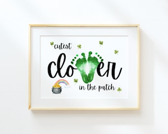 Artisanat de la Saint-Patrick : art imprimable DIY empreinte de pas pour bébés, nourrissons et tout-petits (modifiable)