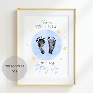 Je t'aime jusqu'à la lune et retour pour la 1ère fête des pères, cadeau souvenir imprimable d'art et d'artisanat pour papa par des enfants, cadeau pour la première fois papa