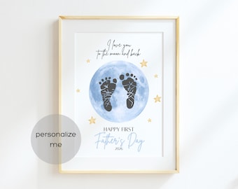 Erster Vatertag Fußabdruck: Mond & Sterne Andenken, DIY Geschenk (Digitaler Download)