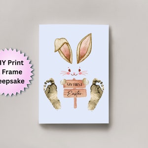 My First Easter Footprint Art Keepsake, Printable Baby First Easter Keepsake Gift for kids, Easter Gift Footprint Craft image 3