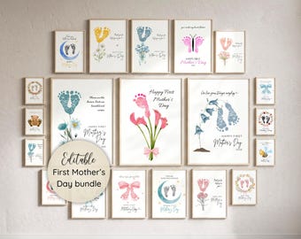 20 First Mother's Day Footprint Crafts for babies, infants, toddlers and kids | First Mothers Day gift to mom | with editable Canva template