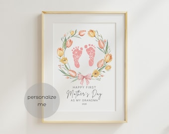 Oma Moederdag handafdruk voetafdruk ambachtelijke aandenken, handafdruk ambachtelijk cadeau voor grootmoeder, doe-het-moederdagcadeau van baby