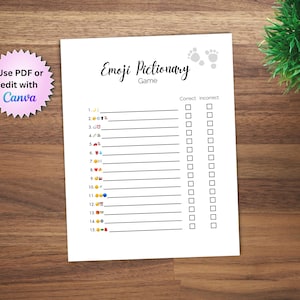 Baby Shower Emoji Pictionary Printable Game Emoji Game for Baby Shower or Gender Reveal with Answer Key Pictionary Emoji game Baby Shower