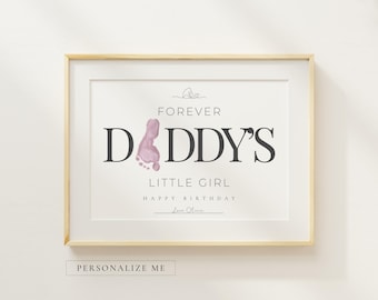 Daddy's Little Girl Handprint Art | Dad Birthday Gift from Daughter | Baby Toddler Footprint Craft Printable | DIY Keepsake