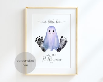 Personalisierte Babys erste Halloween-Fußabdruck-Kunst, Geist-Druck, DIY-Andenken