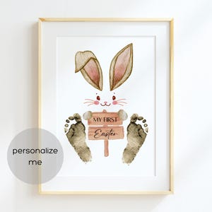 Editable My First Easter Bunny Footprint Craft | Printable Easter Craft for newborn babies, infant, toddlers and kids (Digital Download)