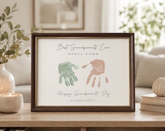 Grandparents Day Handprint Art Gift from multiple grandkids (editable)
