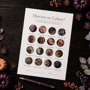 Utskrivbart Halloween-babyshowerspel - Skräck eller arbete (redigerbart, digitalt nedladdningsbart)