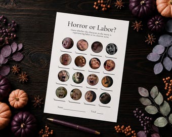 Labor or Horror Halloween Baby Shower Game Printable (editable, digital download)