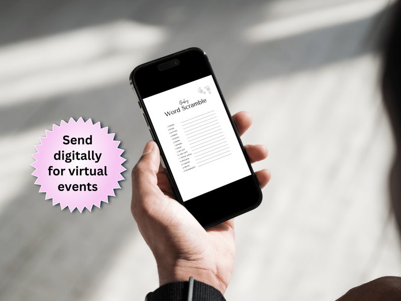 Editable Word Scramble Baby Shower Game With Answer Key, Baby Shower