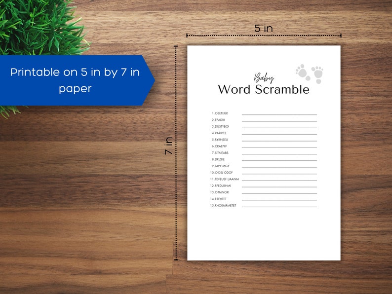 Editable Word Scramble Baby Shower Game With Answer Key, Baby Shower