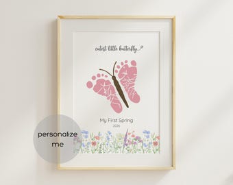 My First Spring Butterfly Craft for for babies, infants and toddlerseditable Canva template