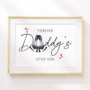 Presente artesanal para impressão de pegadas para o dia dos pais da garotinha do papai, cartão de arte com pegadas para o dia dos pais da filha