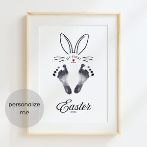 Baby's First Easter Footprint Art, My 1st Easter keepsake, baby footprint art, DIY footprint keepsake, 1st easter craft, easter printable
