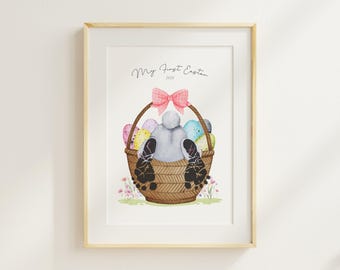 My First Easter Footprint Art | Baby First Easter keepsake DIY | Easter Craft for babies, infants, toddlers and kids | Canva template