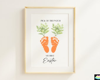 My First Easter Footprint Art and Crafts Keepsake,  Baby First Easter Footprint sign for baby, DIY Baby Keepsake Foot print Craft for kids