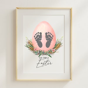 My First Easter Footprint Art Keepsake, Easter Gift Footprint Craft, Printable Babys First Easter Keepsake Gift for kids