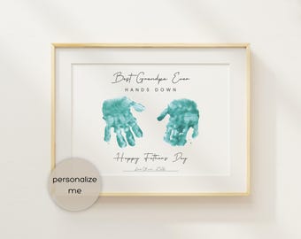 Best Grandpa Ever Fathers Day Gift for Grandpa | Handprint Keepsake gift | Editable Canva Template