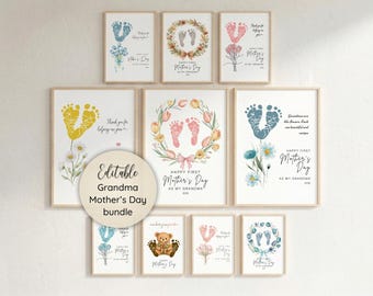 10 First time Grandma Mother's Day Handprint Footprint Crafts for babies, infants, toddlers and kids | Mothers day Gifts for Grandma