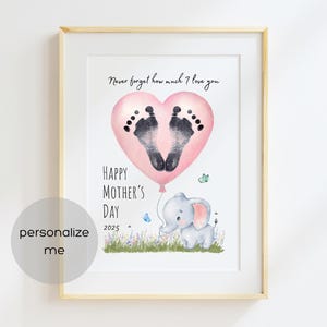 Elefante per la festa della mamma: artigianato fai da te, stampabile, regalo ricordo per la mamma da parte dei bambini, impronta della mano e impronta artistica, regalo per la mamma