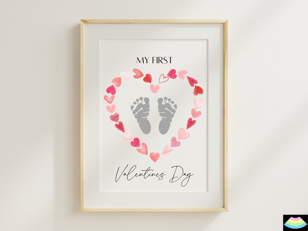 Valentines Day DIY Baby Keepsake Footprint Craft, Babys First Print ...