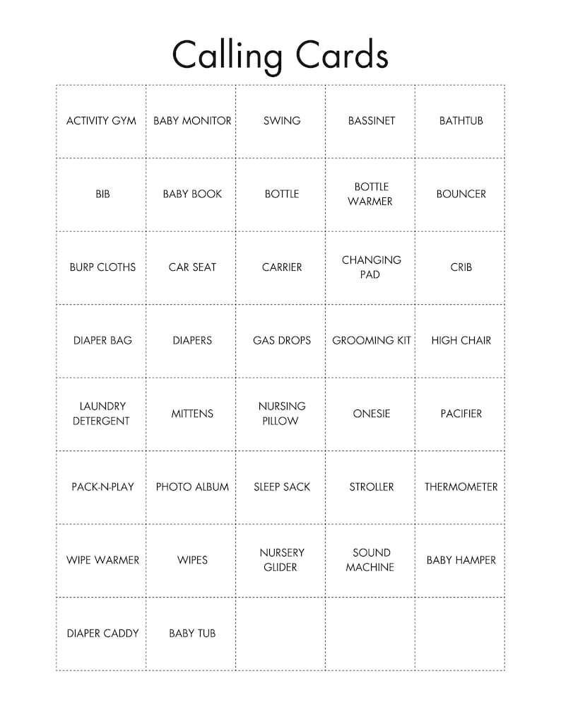 50 Baby Bingo Cards, Printable Prefilled Baby Shower Bingo Cards ...