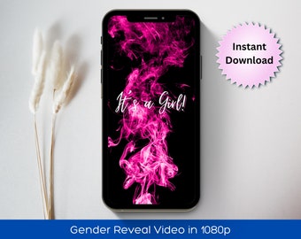 Its a Girl Video Announcement Gender Reveal, It's a Girl Digital Pregnancy Announcement Video, Gender Reveal Digital Download