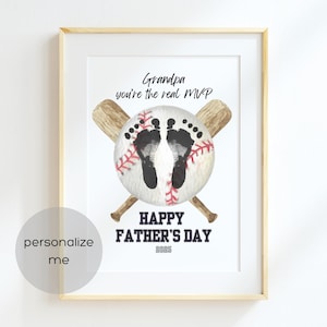 Cadeau d'artisanat d'art imprimable empreinte de base-ball de fête des pères de grand-père MVP, cadeau de bricolage d'art et d'artisanat de fête des pères de grand-père pour grand-père