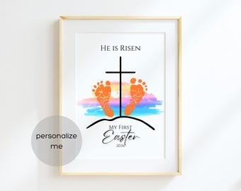 Mi primera huella de Pascua para imprimir: Recuerdo religioso de la resurrección (editable)