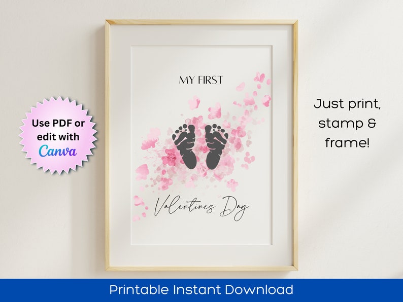 DIY Baby Keepsake Footprint Craft Babys First Valentines Day Print