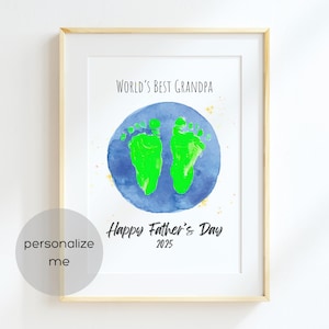 Huella del mejor abuelo del mundo para el Día del Padre, arte imprimible, manualidad, regalo DIY para abuelo, manualidades para el Día del Padre para bebés, niños pequeños y niños