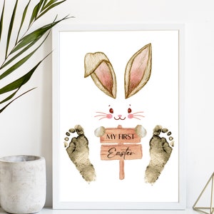 My First Easter Footprint Art Keepsake, Printable Baby First Easter Keepsake Gift for kids, Easter Gift Footprint Craft image 6