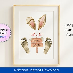 My First Easter Footprint Art Keepsake, Printable Baby First Easter Keepsake Gift for kids, Easter Gift Footprint Craft image 2
