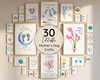 30 Mothers Day Footprint Crafts for babies, infants, toddlers and kids | DIY Mother's day gift to mom | Editable with Canva