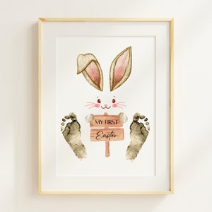 My First Easter Footprint Art Keepsake, Printable Baby First Easter Keepsake Gift for kids, Easter Gift Footprint Craft